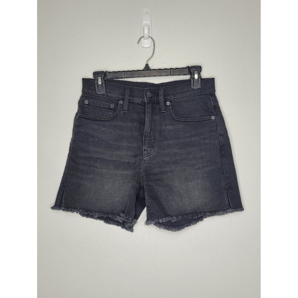 JCrew mid-length denim short in washed black raw hem summer classic size 25